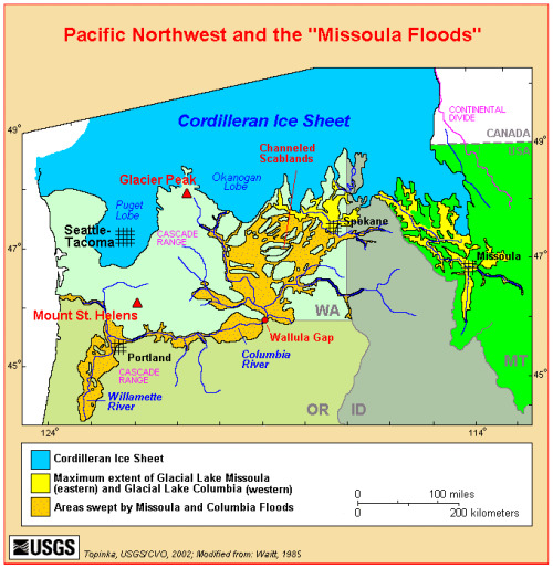 Figure 1. USGS map of the Pacific Northwest between ~12 and 19 thousand years ago.